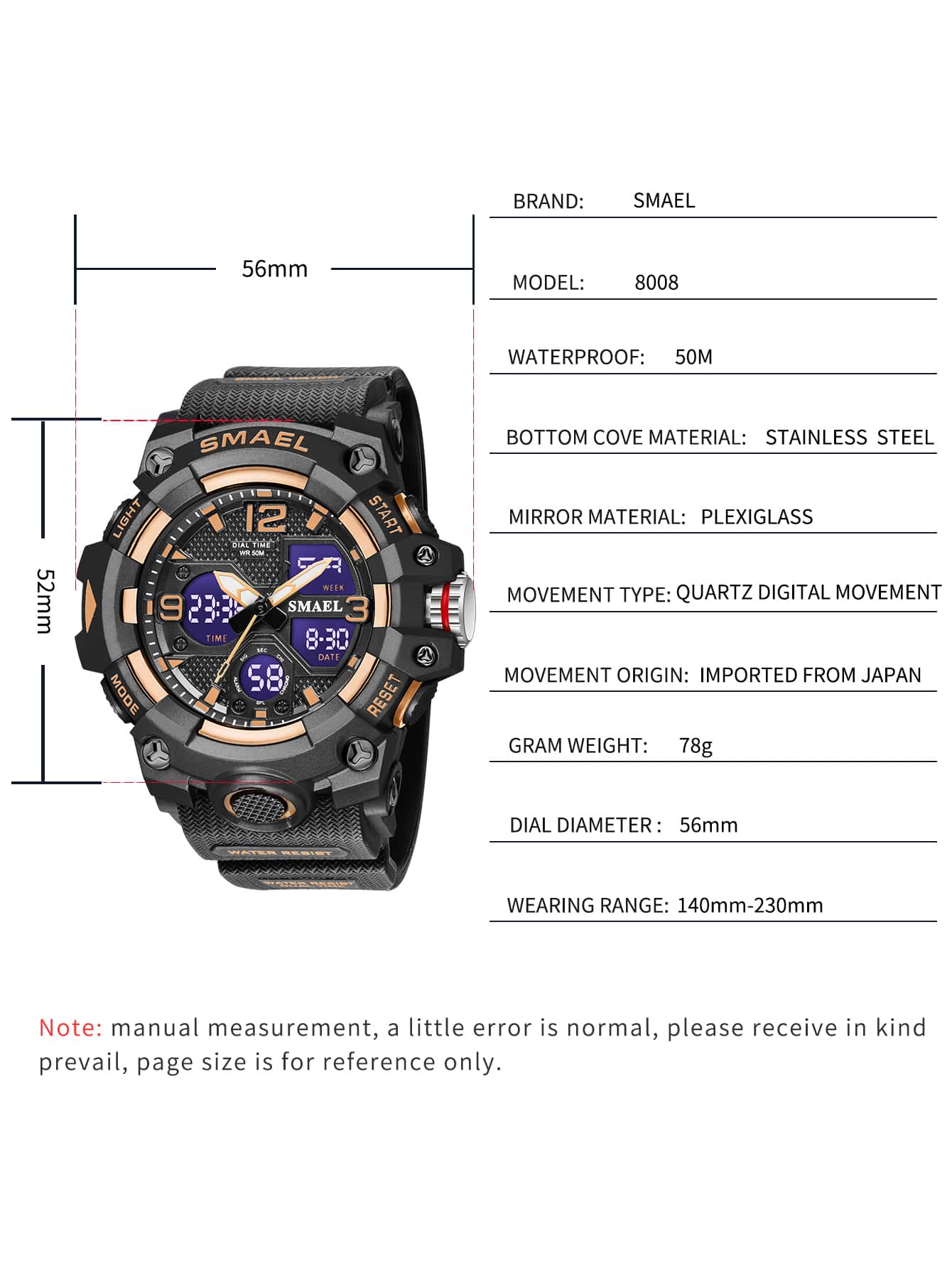 Men Water Resistant Round Pointer Electronic Watch