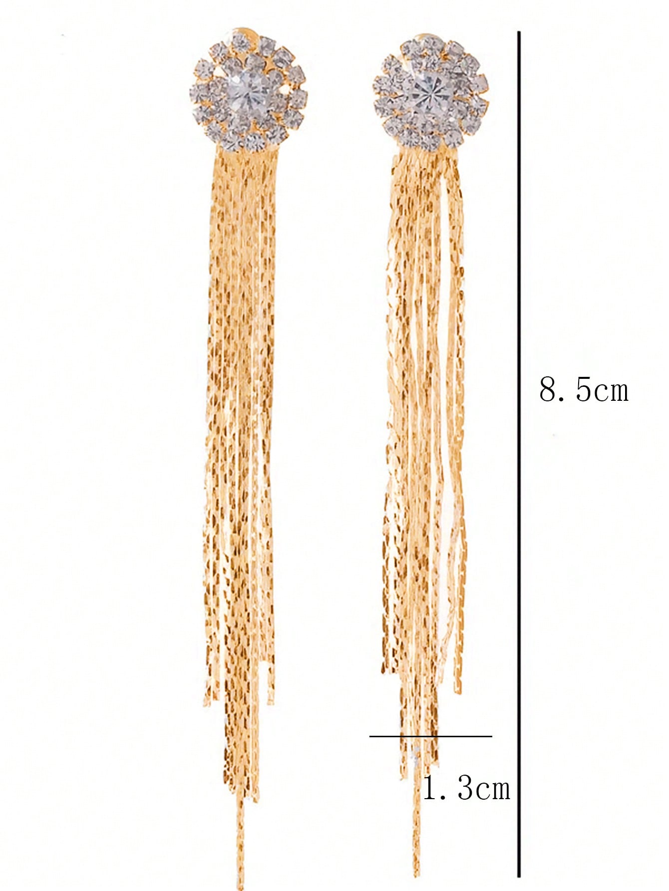 Rhinestone Decor Metal Tassel Drop Earrings Long Exaggerated Rhinestones Tassel Earrings Decor Gifts 1Pair