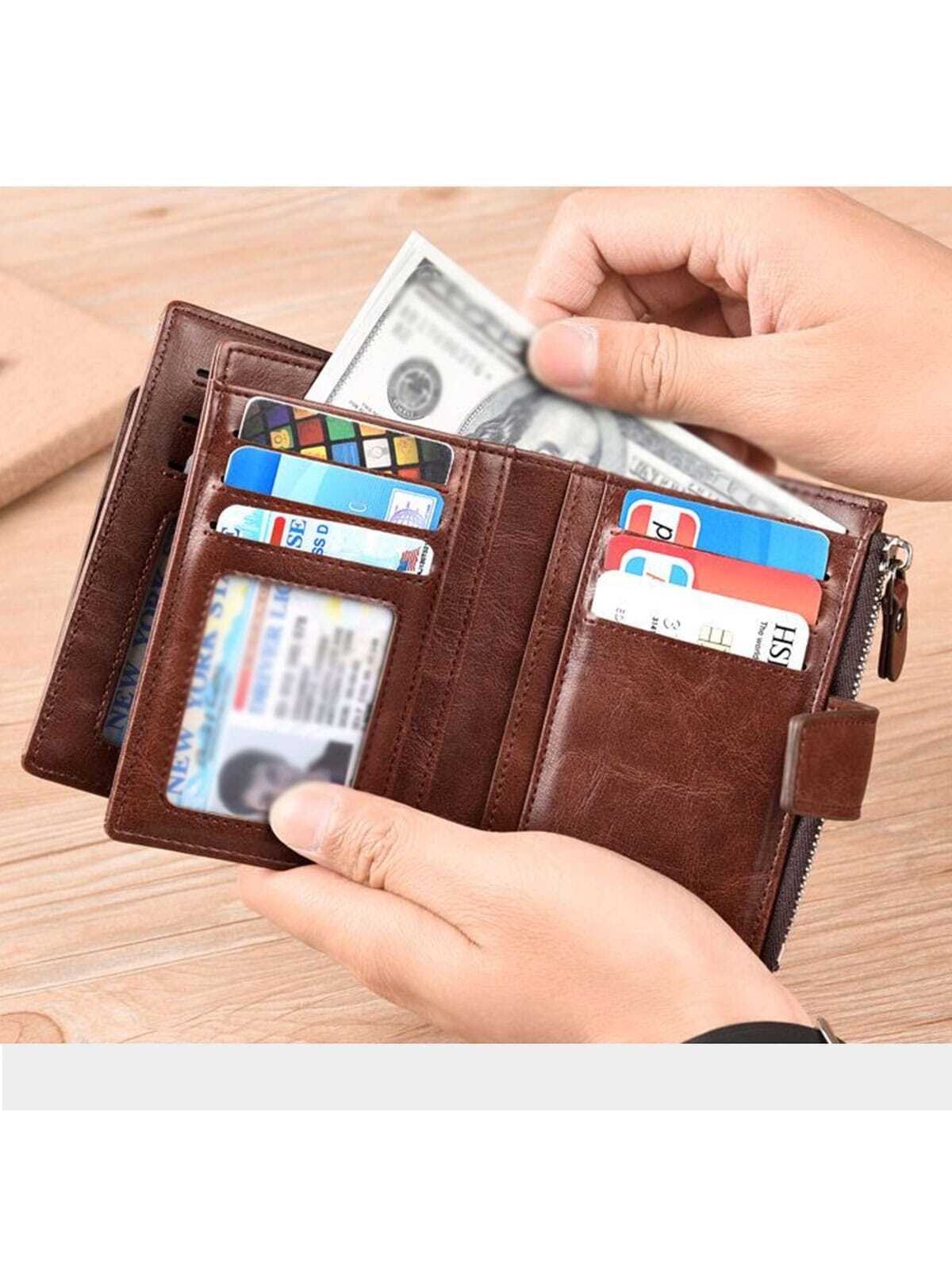 Men's Coin Purse Wallet Man PU Leather Wallet Zipper Card Holder Money Bag Wallet Male
