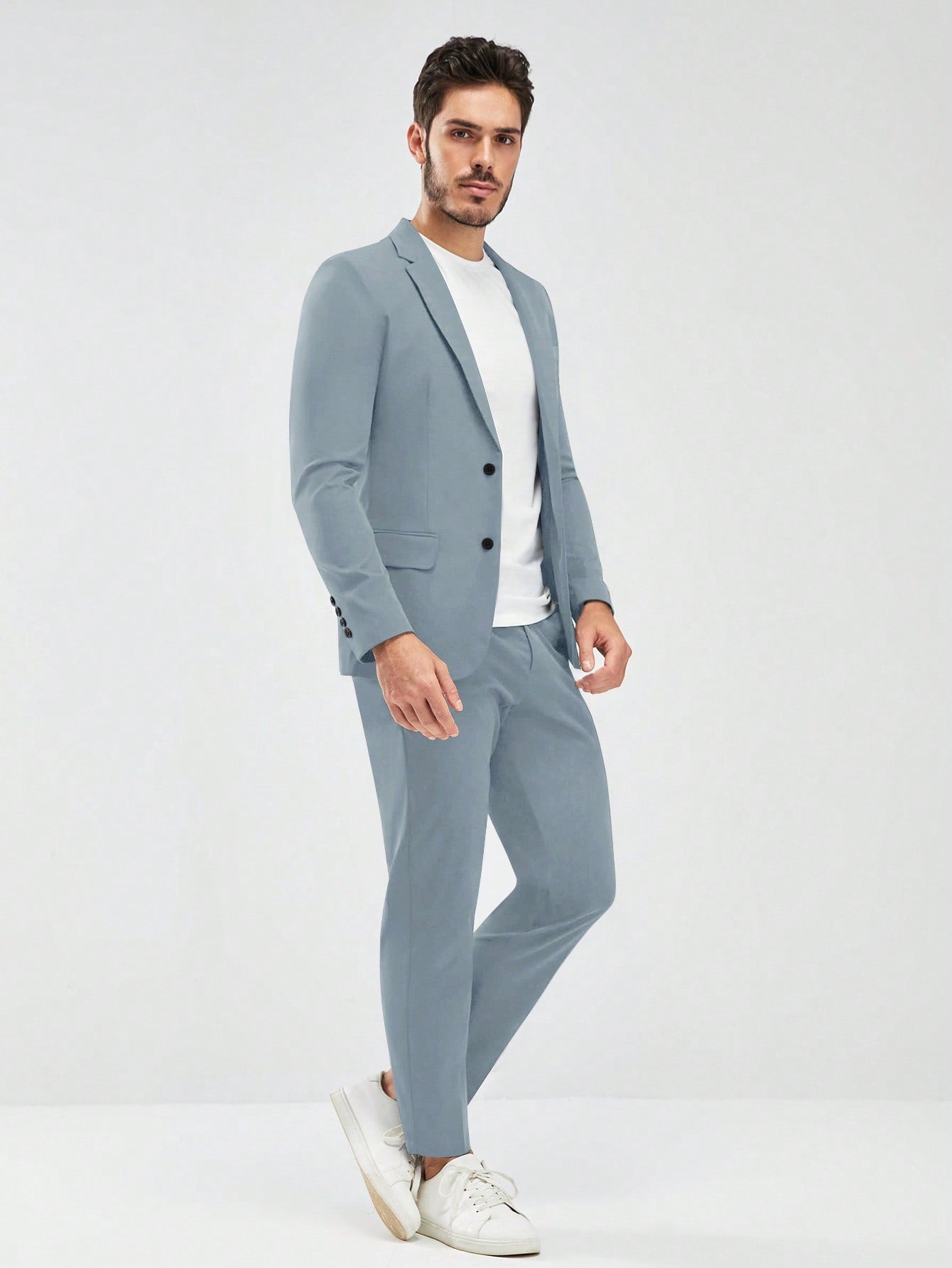 Manfinity Mode Men Lapel Neck Blazer & Tailored Pants Without Tee