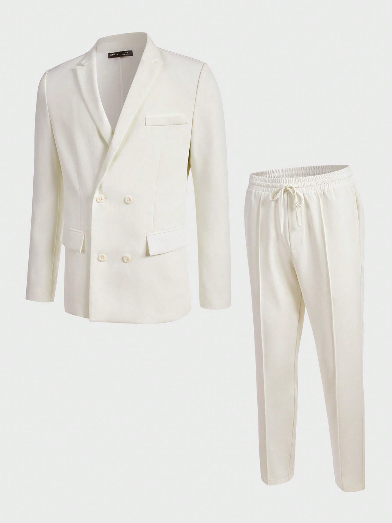 Manfinity Mode Men Solid Blazer & Seam Detail Suit Pants