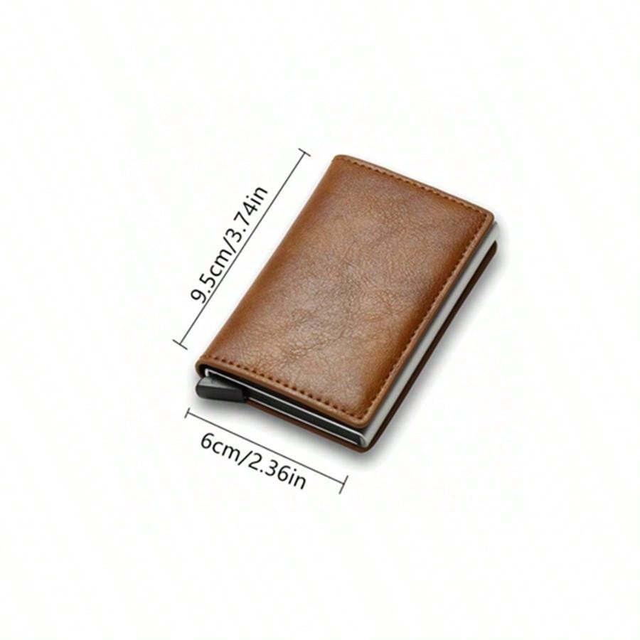 Minimalist Men's Ultra-thin Metal Wallet With Pop-up Credit Card Holder And Detachable Money Clip