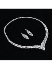 Luxury Zirconia Jewelry Water Drop 4pcs Bridal Nigerian Necklace Earring Wedding Jewelry Set For Women Bridal