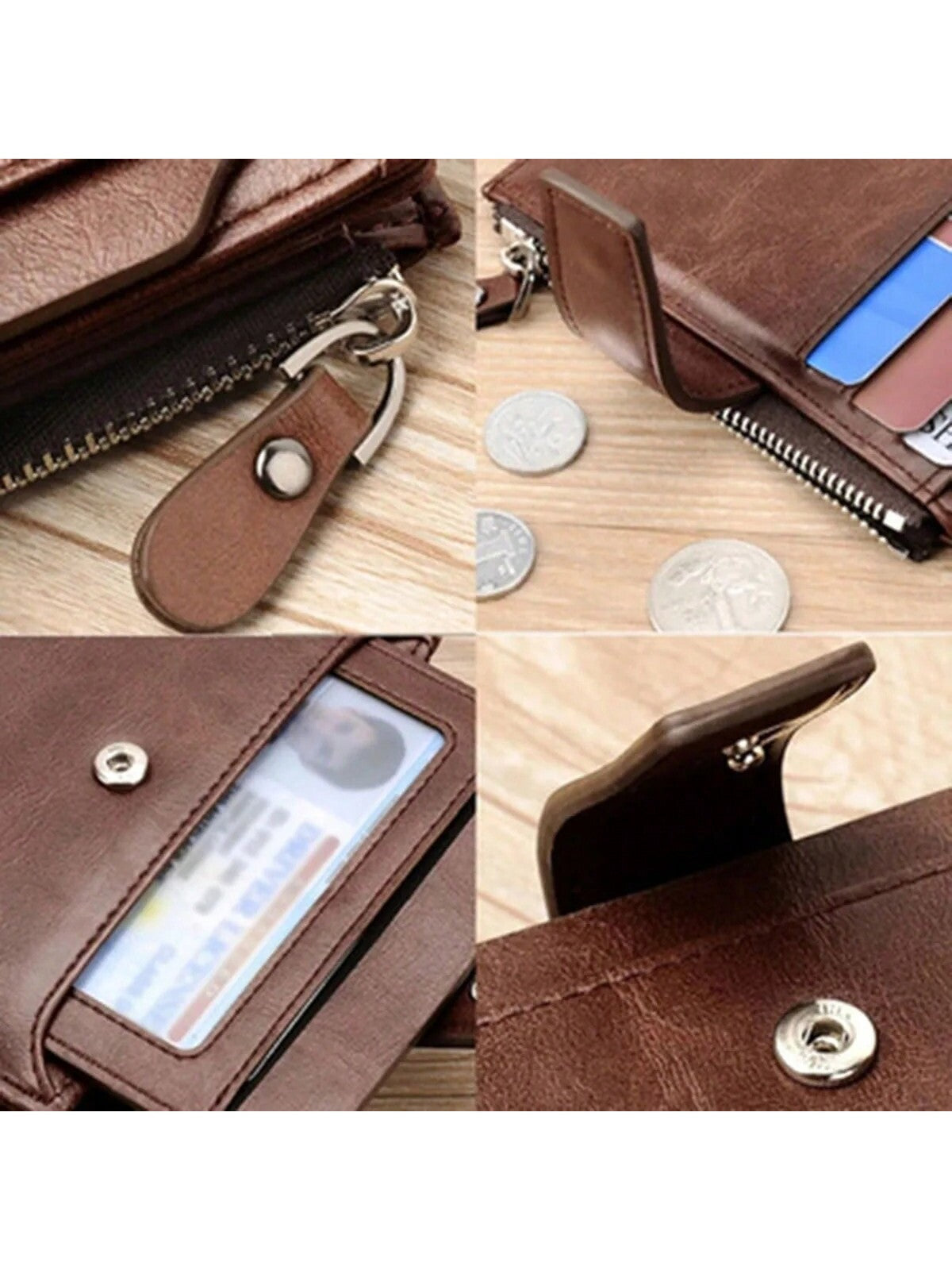 Men's Coin Purse Wallet Man PU Leather Wallet Zipper Card Holder Money Bag Wallet Male