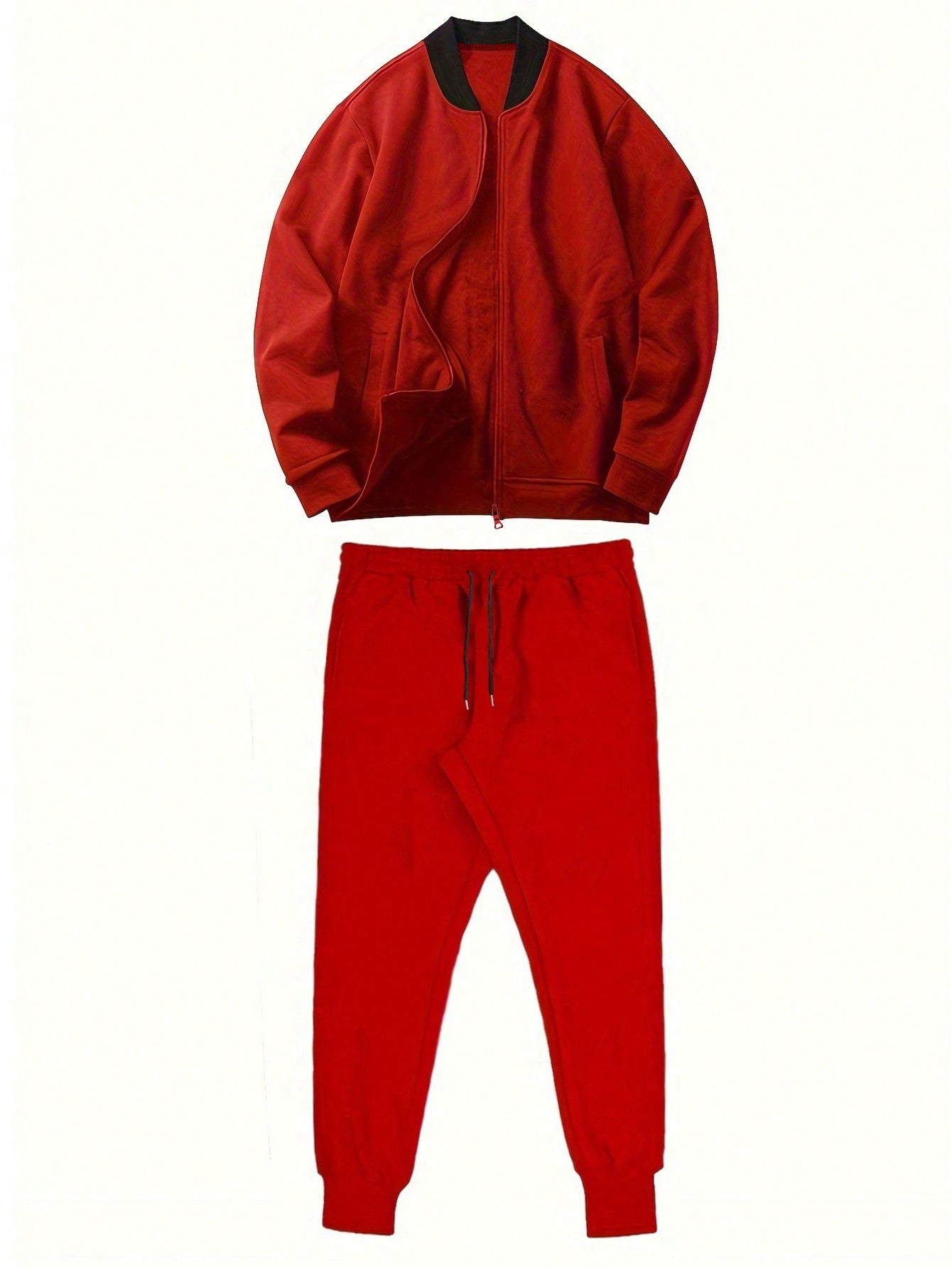 Men'S Zipper Front Baseball Jacket And Pants Two Piece Set
